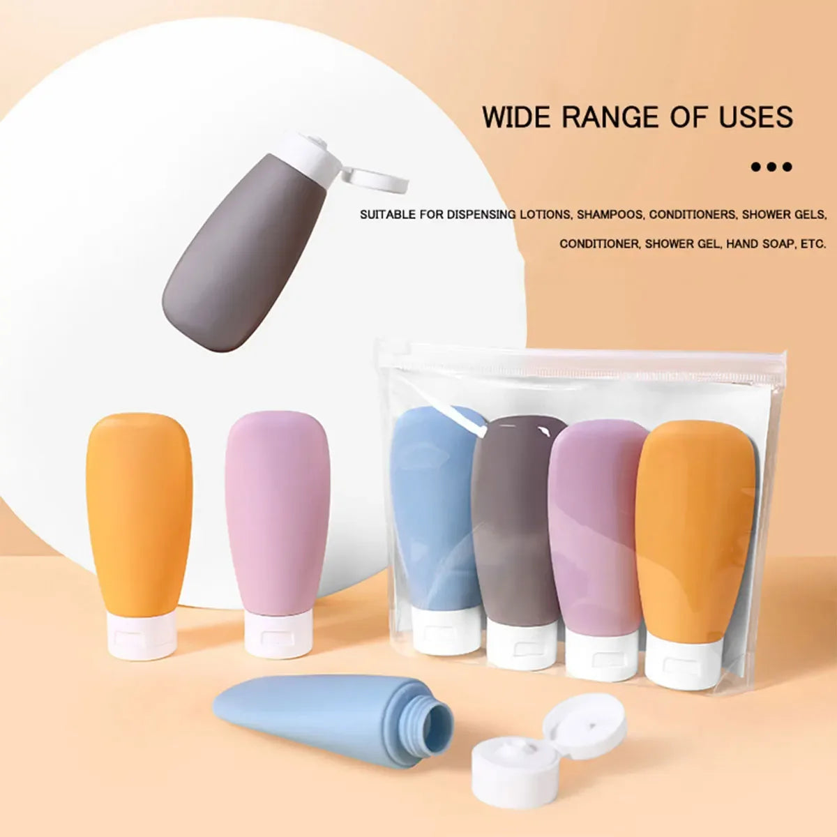 Leak-Proof Silicone Travel Bottles for Toiletries and Lotions - 1