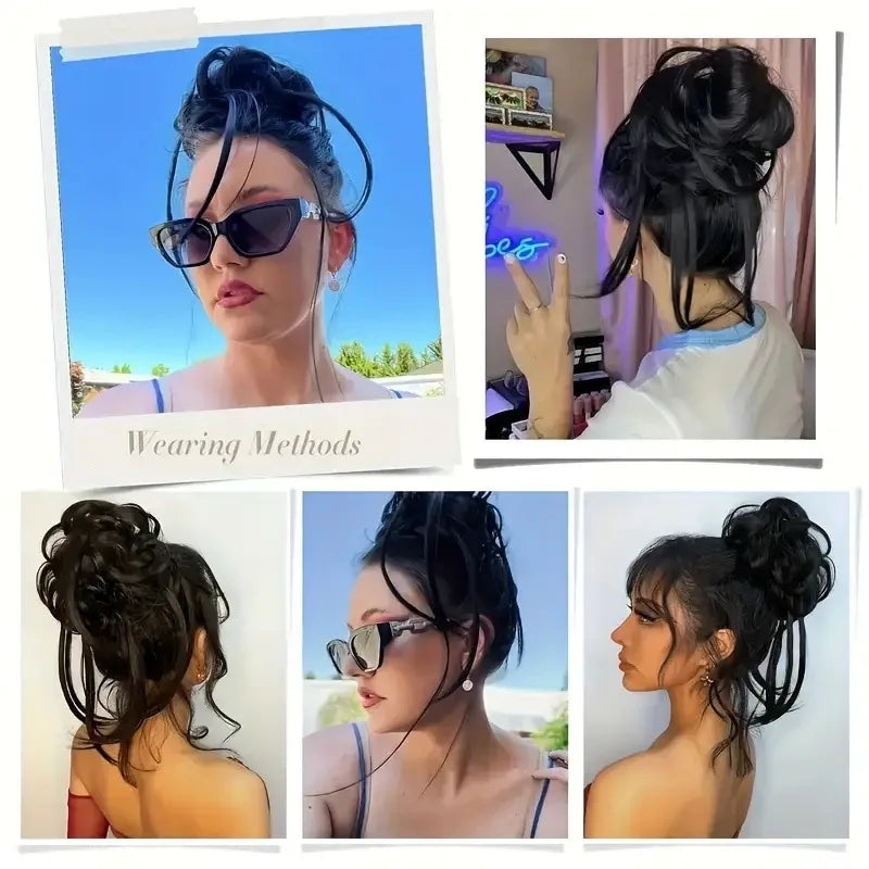 Messy Bun Hair Extension Scrunchie for Instant Volume and Updo Hairstyles - 12