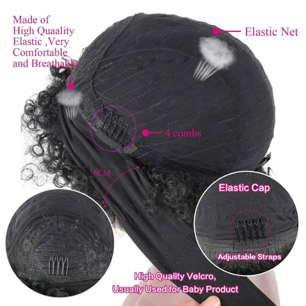 Short Curly Afro Headband Wig for Women - 5