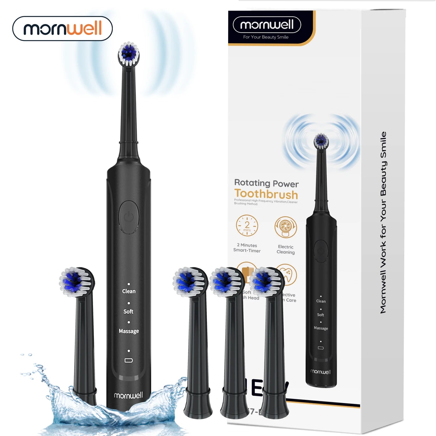 Rechargeable Sonic Electric Toothbrush with 3 Cleaning Modes and 4 Heads - 1