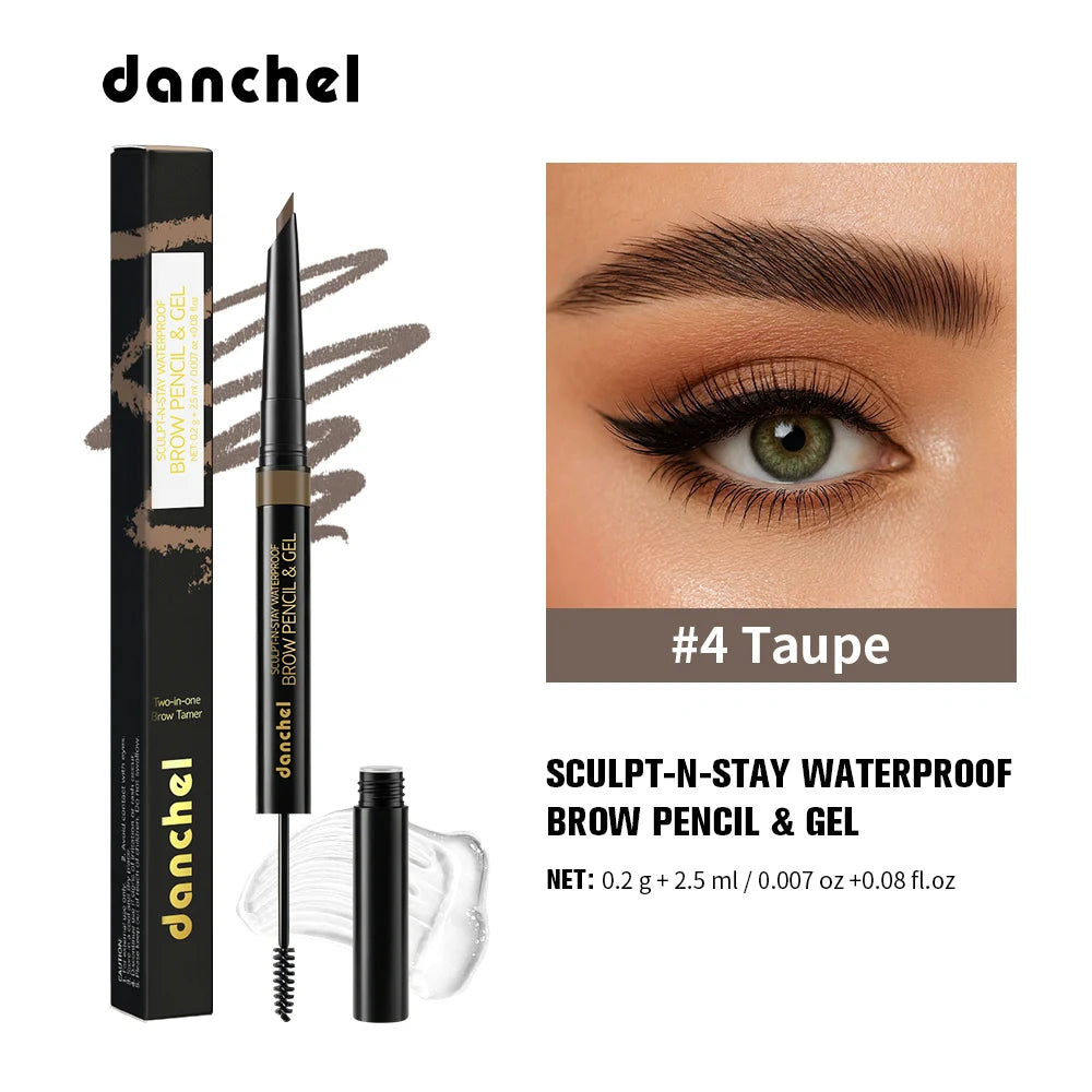 2-in-1 Waterproof Eyebrow Pencil and Gel for Natural Smudge-Proof Brows