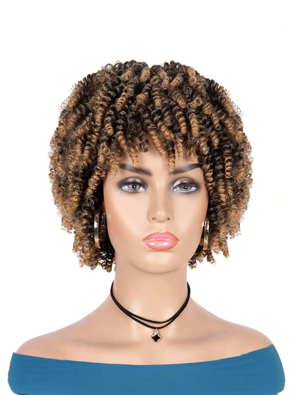 Short Curly Afro Wig with Bangs for Daily Style