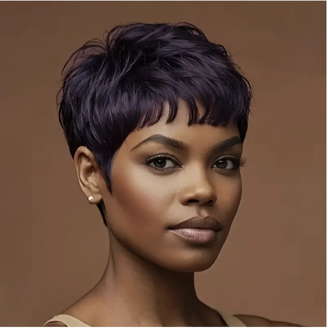 Short Curly Pixie Cut Wig with Bangs for Daily Wear - 7