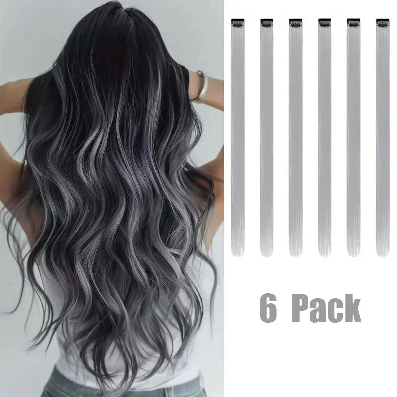 22-Inch Clip-In Colorful Hair Extensions for Parties