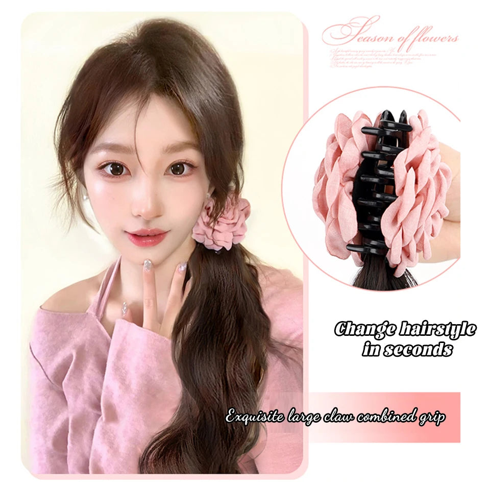 Wavy Ponytail Hair Extension with Rose Clip - 4