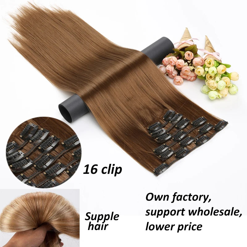Seamless Long Straight Clip-in Hair Extensions for Women - 3