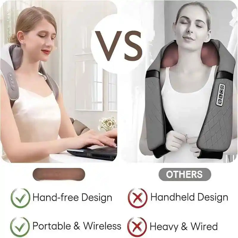 Wireless 6D Neck and Shoulder Massage Pillow with Deep Tissue Heat Therapy - 4