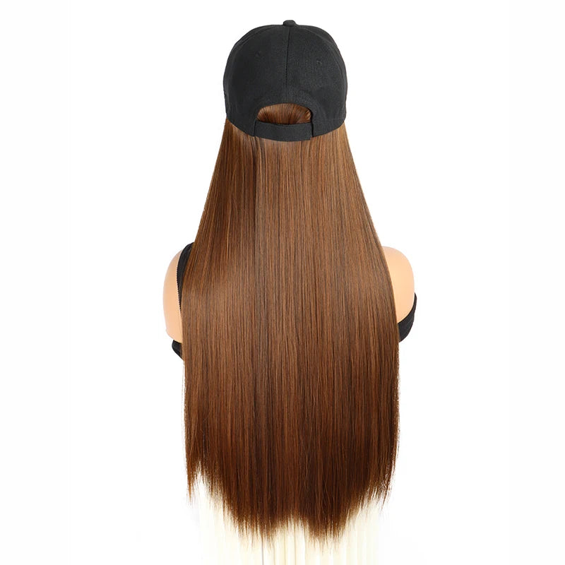 24-Inch Adjustable Baseball Hat with Attached Long Straight Hair - 10