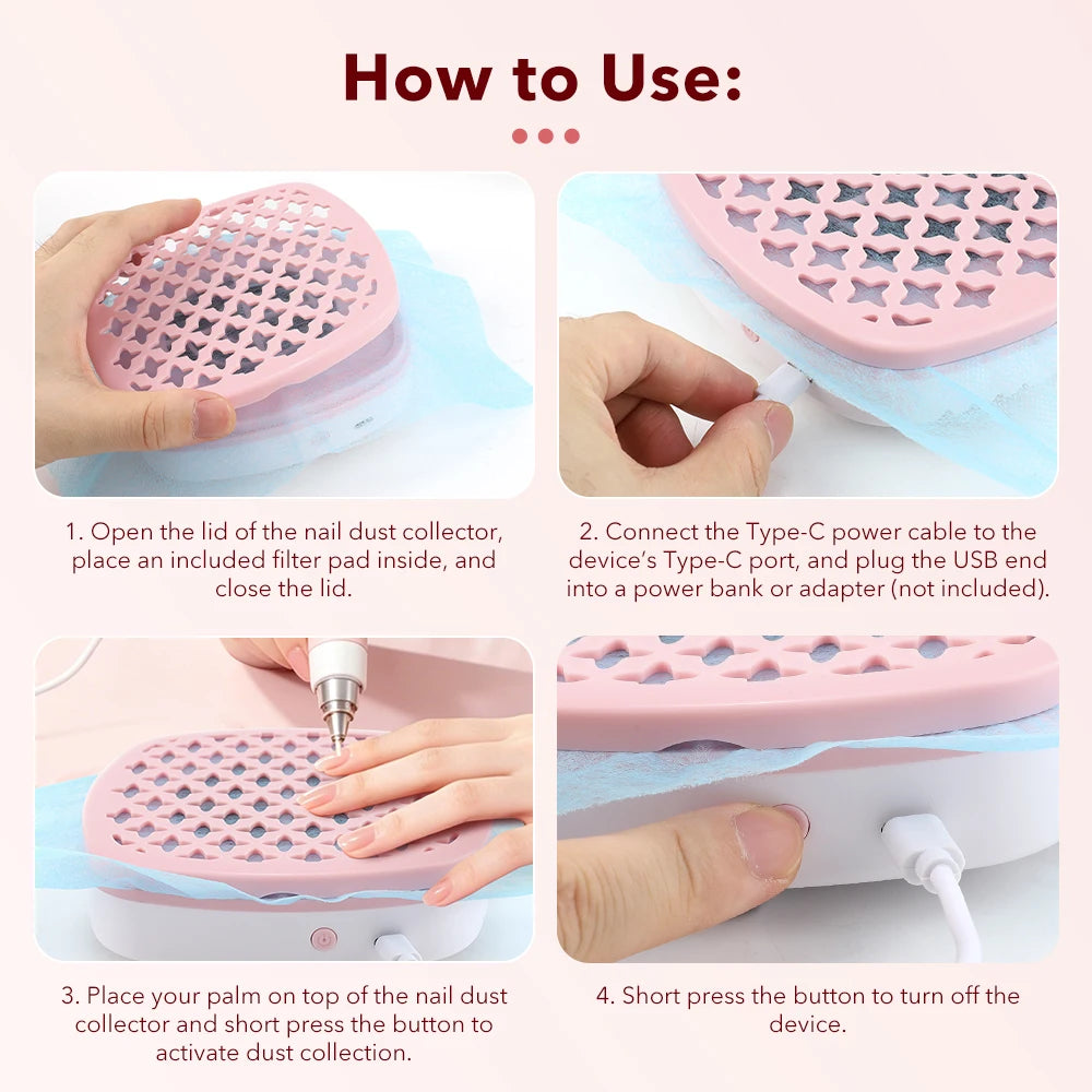 USB Powered Nail Dust Collector for Gel Manicure and Salon Use