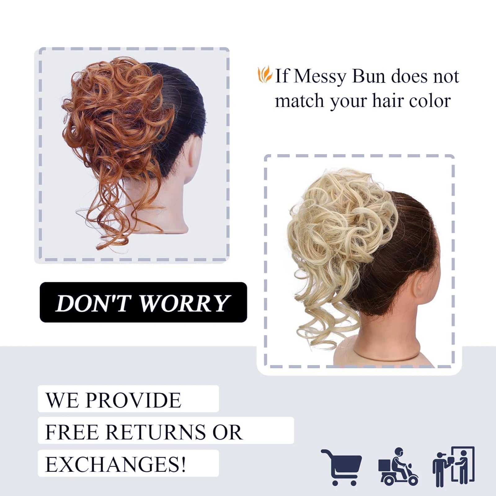 Messy Wavy Hair Bun Scrunchie for Quick Updo Hairstyles - 5