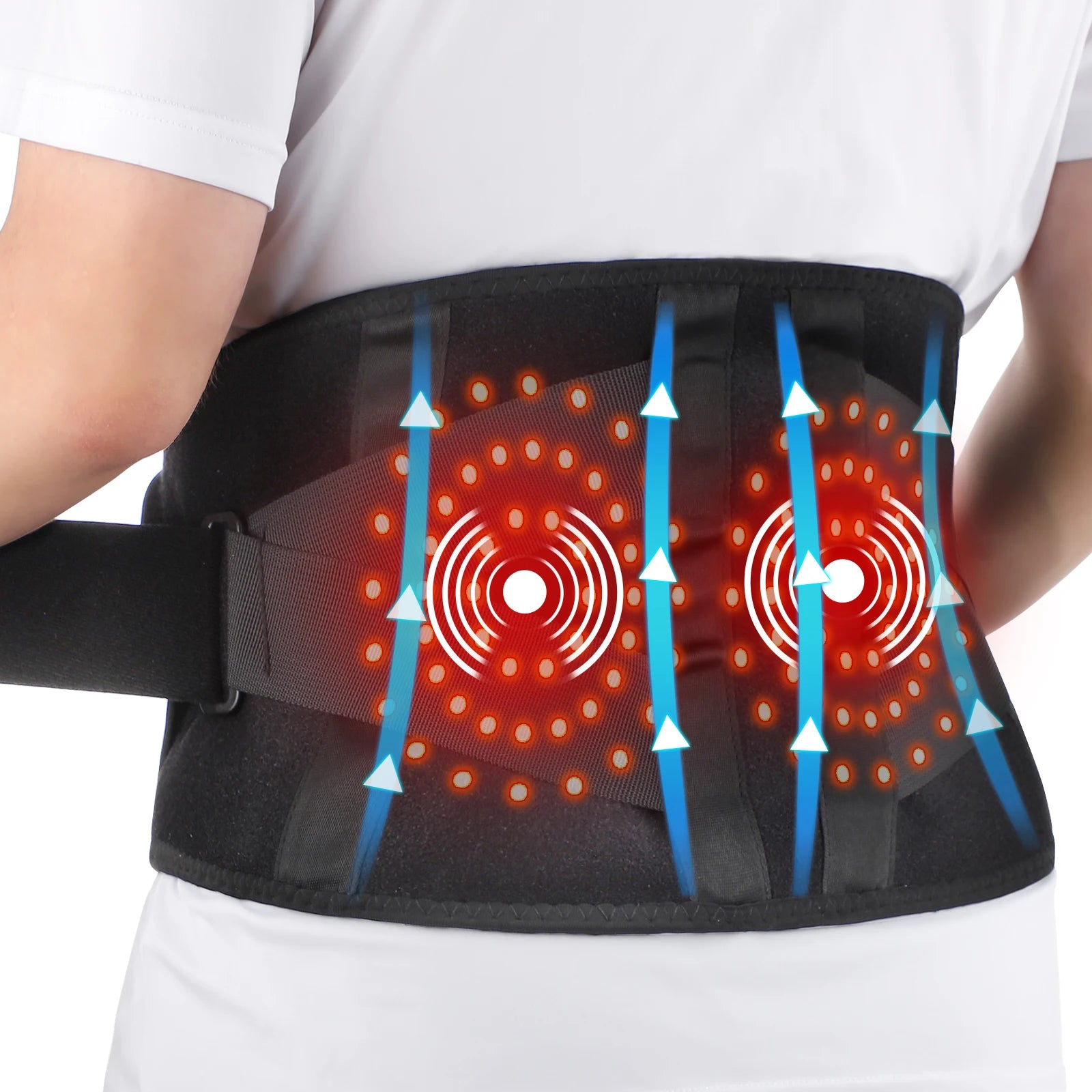 Cordless Lower Back Massager Belt with Red Light Heat and Vibration - 7