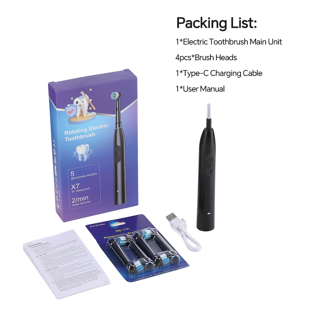 Rechargeable Rotating Electric Toothbrush with 5 Cleaning Modes - 16