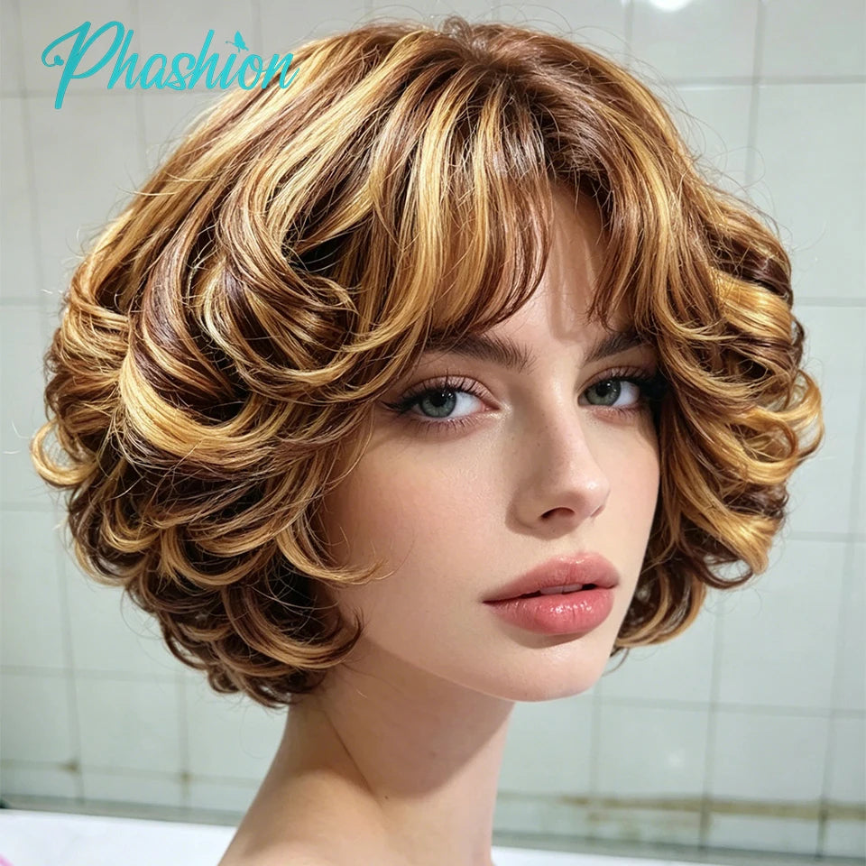Pixie Cut Human Hair Bob Wig with Lace Frontal