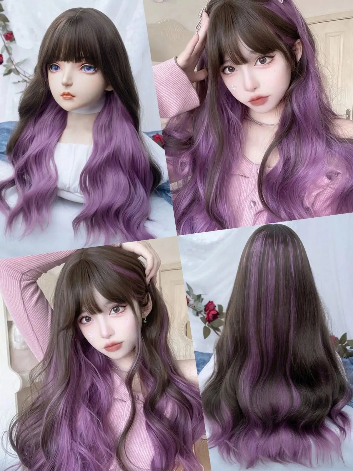 Long Deep Wave Lolita Wig with Bangs