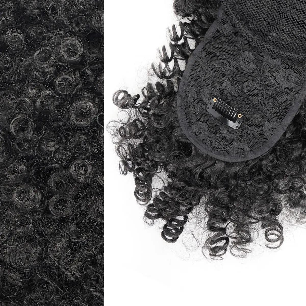 Curly Afro Puff Ponytail Extension with Bangs