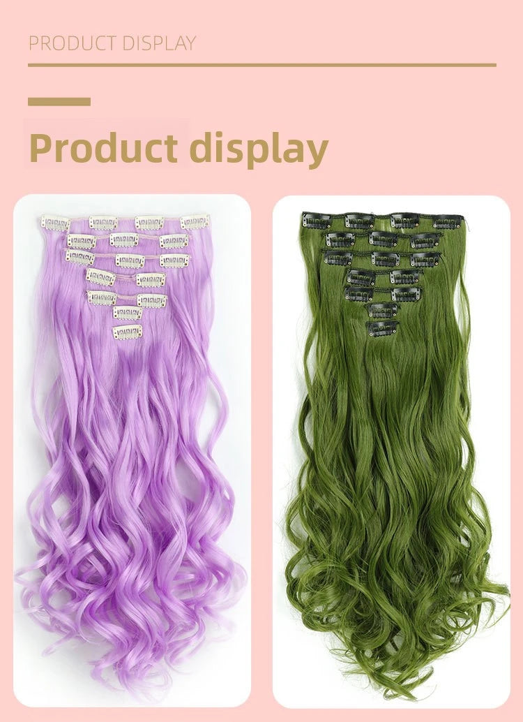 22 Inch Deep Wave Clip-In Hair Extensions Full Head Set - 14