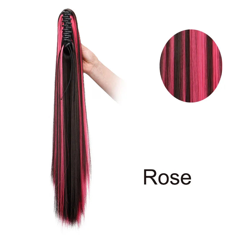 24-Inch Highlighted Claw Clip Ponytail Extension - 9
