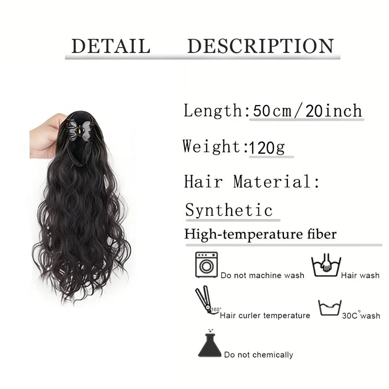 20 Inch Water Ripple Clip-In Ponytail Extension - 2