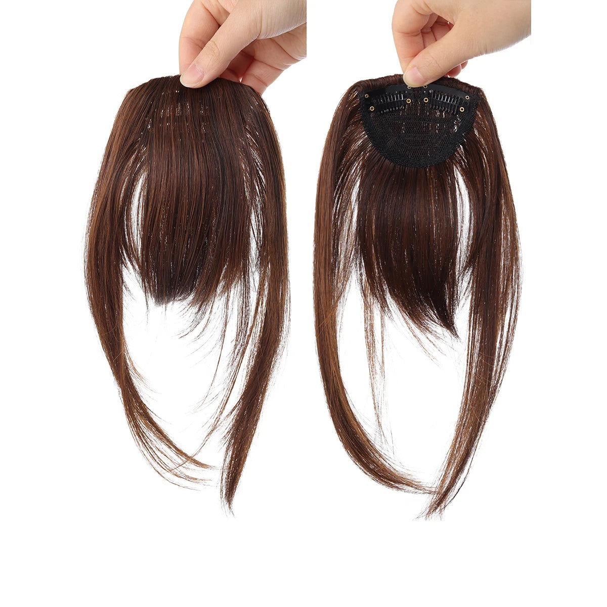 Clip-In Wispy Fringe Bangs with Sideburns for Natural Hair Transformation - 17