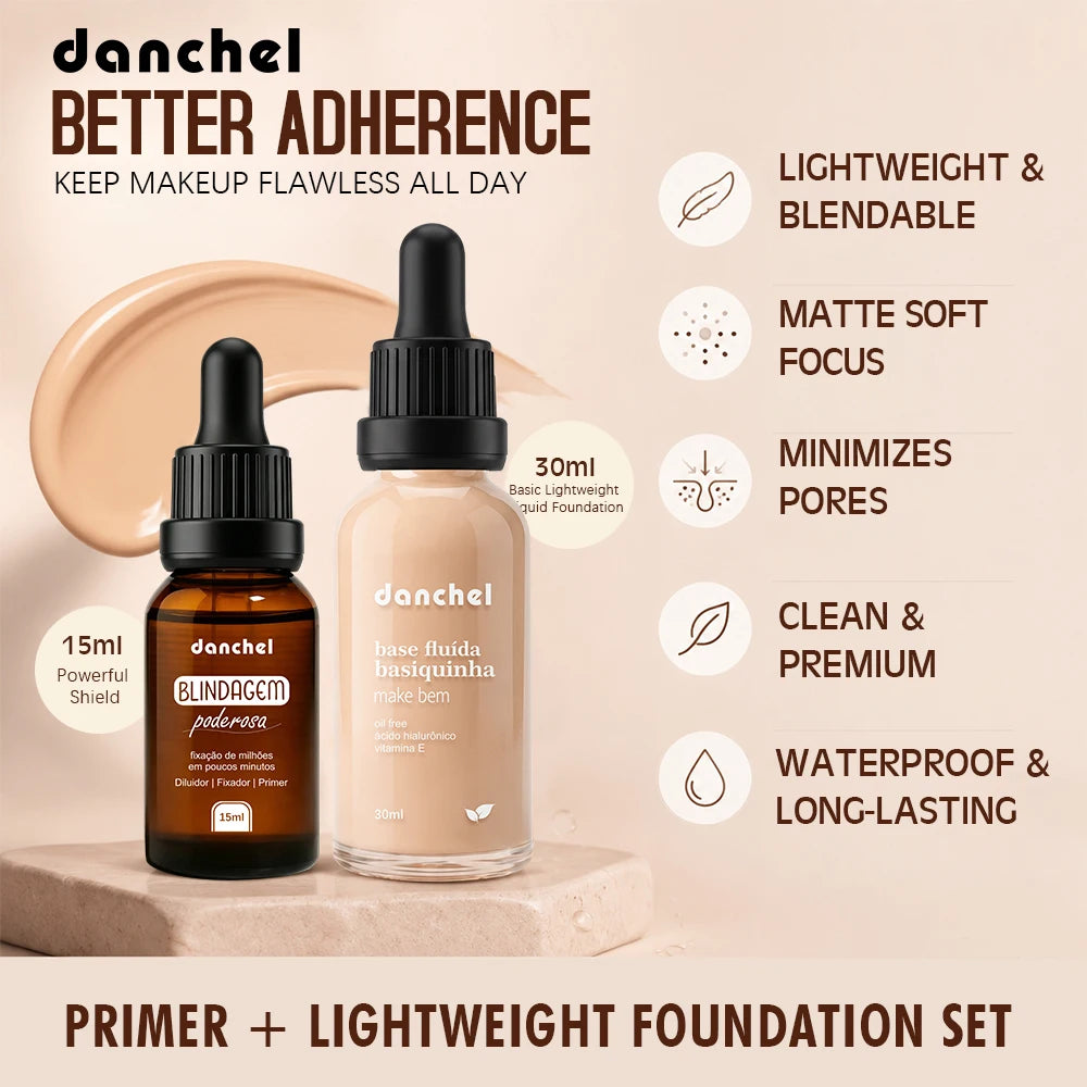 Liquid Foundation and Primer Makeup Set for Long Lasting Natural Finish - 4