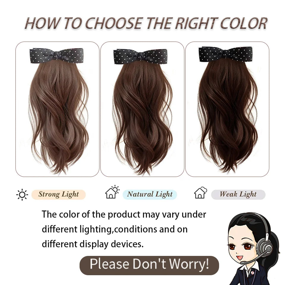 Wavy Ponytail Hair Extension with Bow Clip