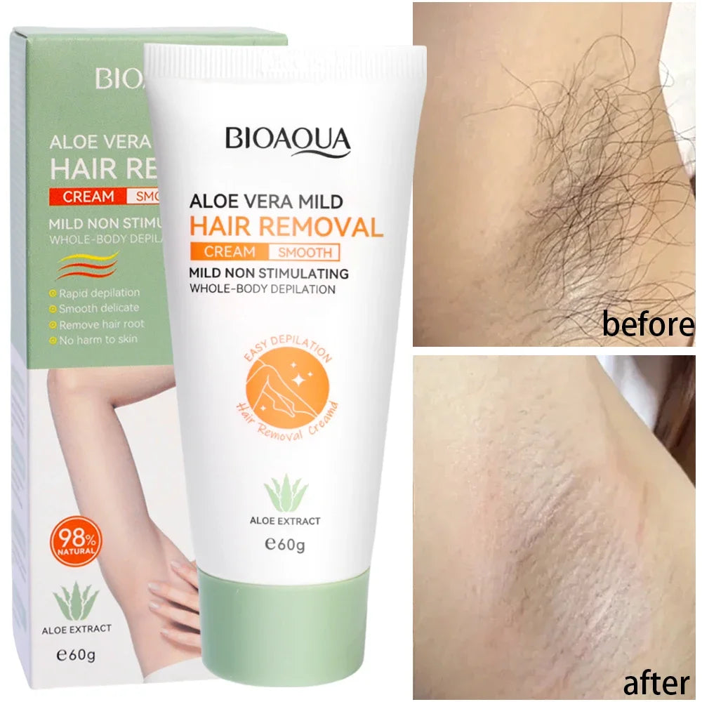 Painless Aloe Vera Hair Removal Cream for Full Body and Intimate Areas