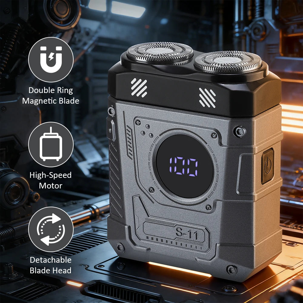Portable Dual-Head Electric Shaver for Men with LED Battery Display - 19