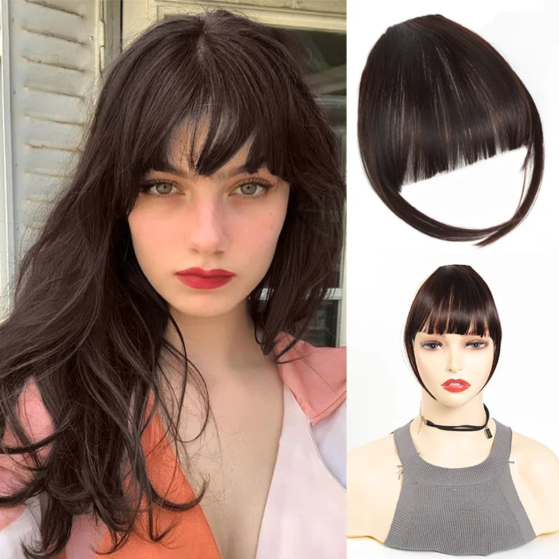 Clip-In Synthetic Hair Bangs Fringe Extension for Instant Volume and Style - 12