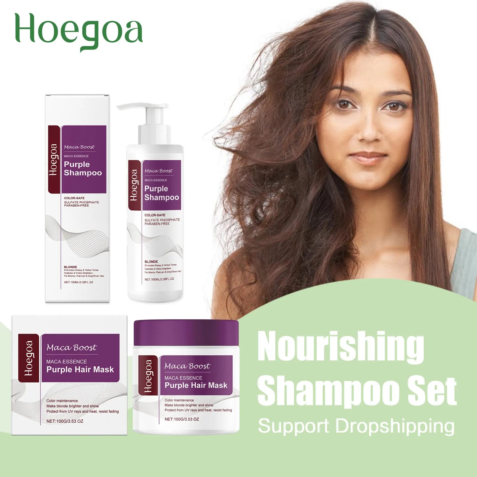 Purple Hair Mask and Shampoo Set for Blonde Hair Color Protection - 1