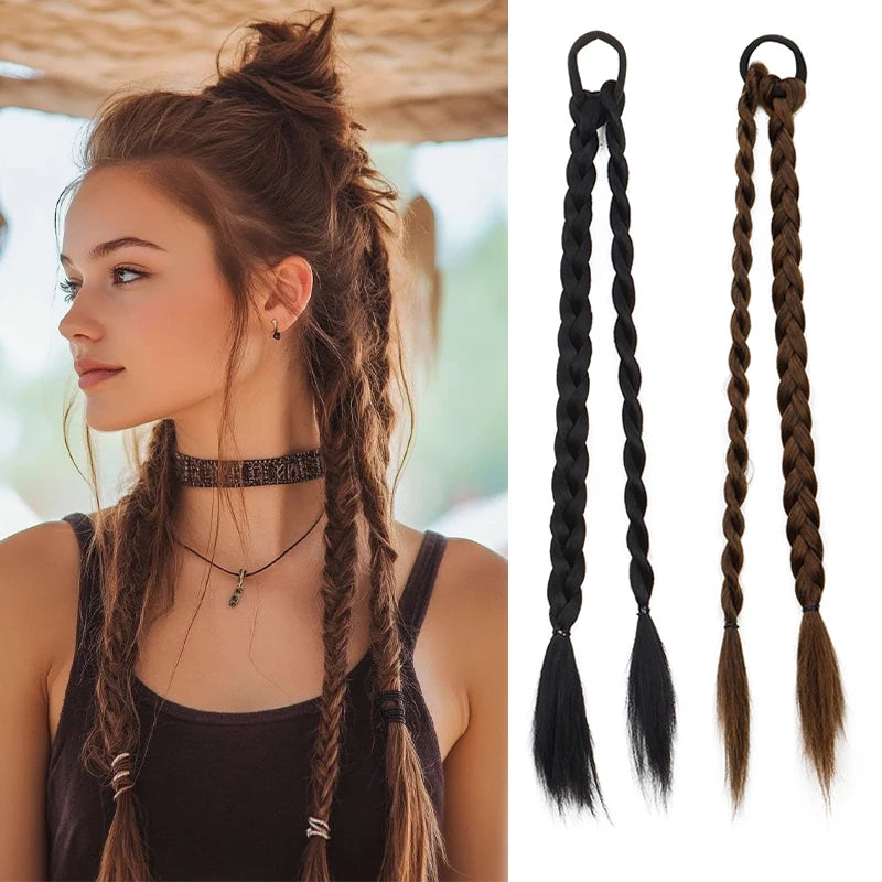 Synthetic Braided Hair Extensions Ponytail Holder for Women - 1