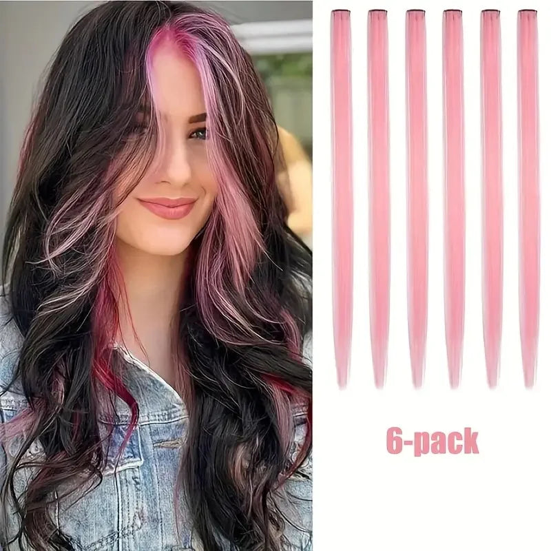 22-Inch Clip-In Colorful Hair Extensions for Parties