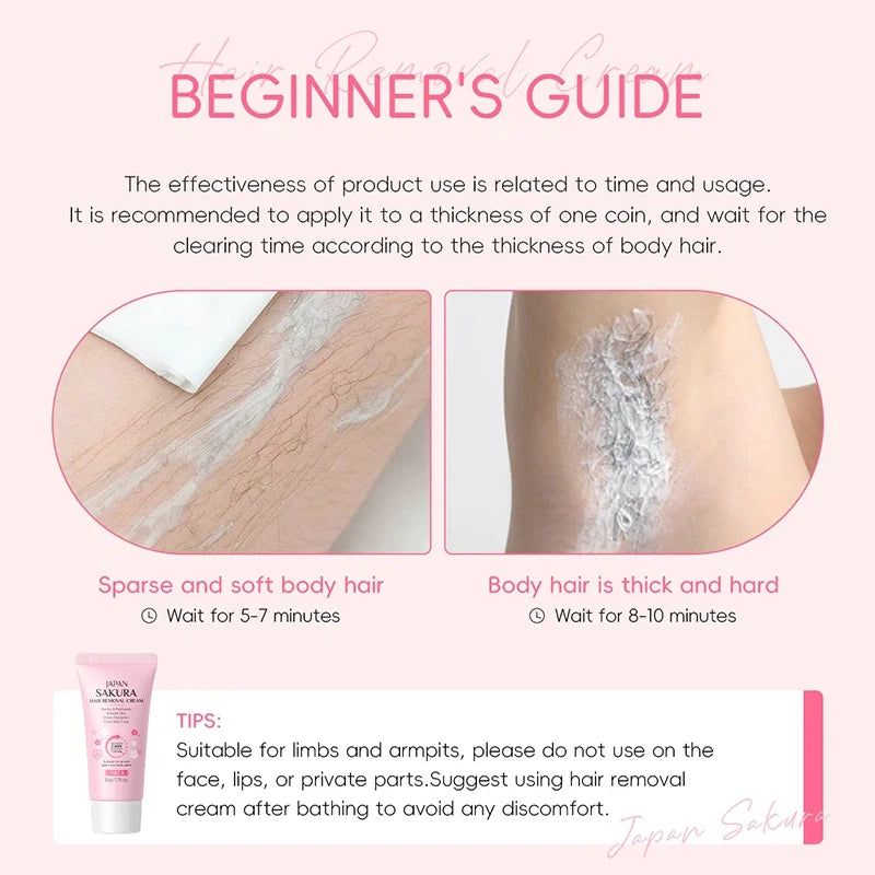 Painless Gentle Hair Removal Cream for Face and Body