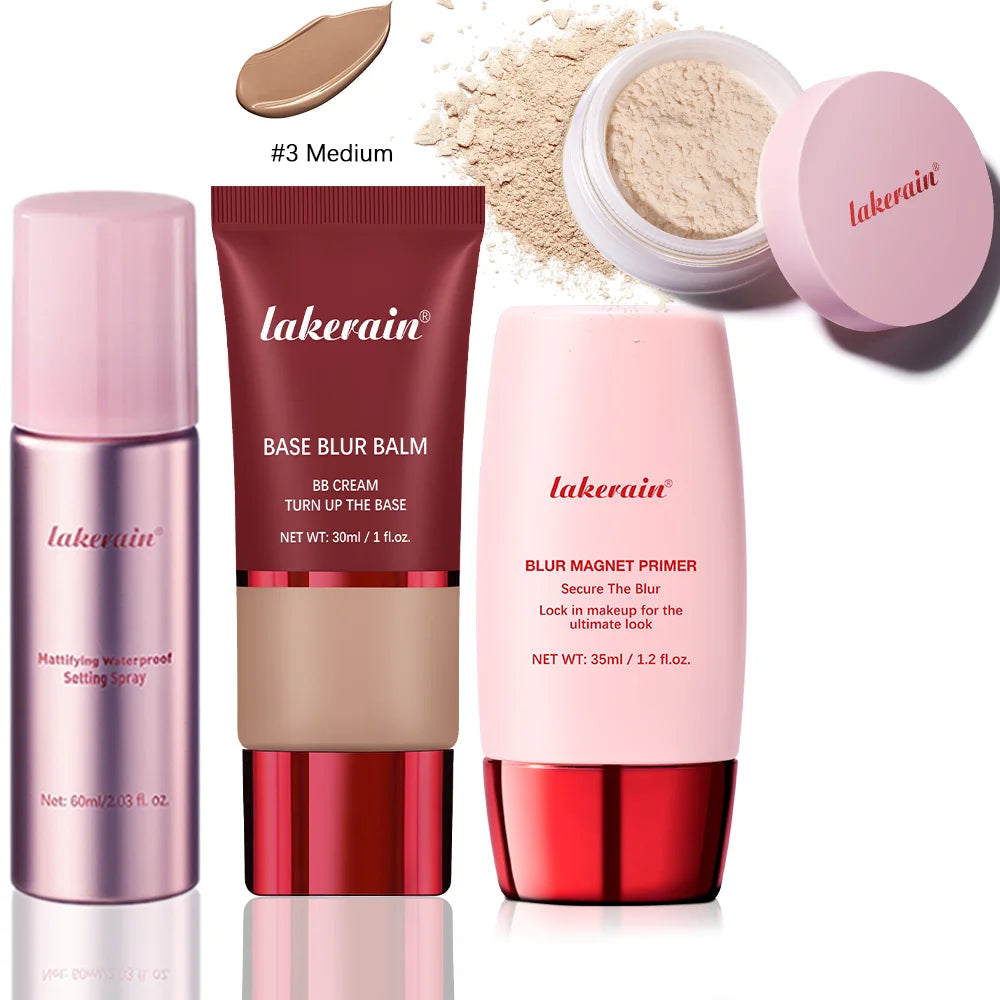 Professional Face Makeup Base and Setting Set for Long Lasting Matte Look - 36