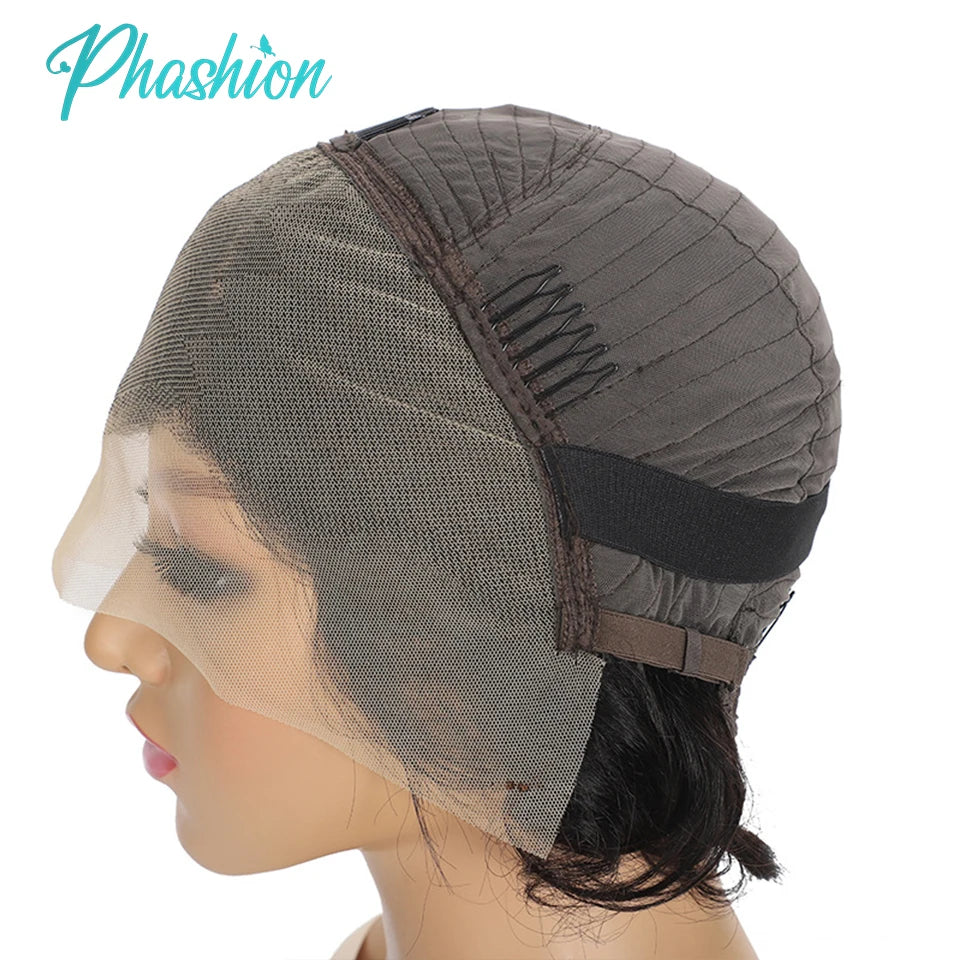 Pixie Cut Human Hair Bob Wig with Lace Frontal