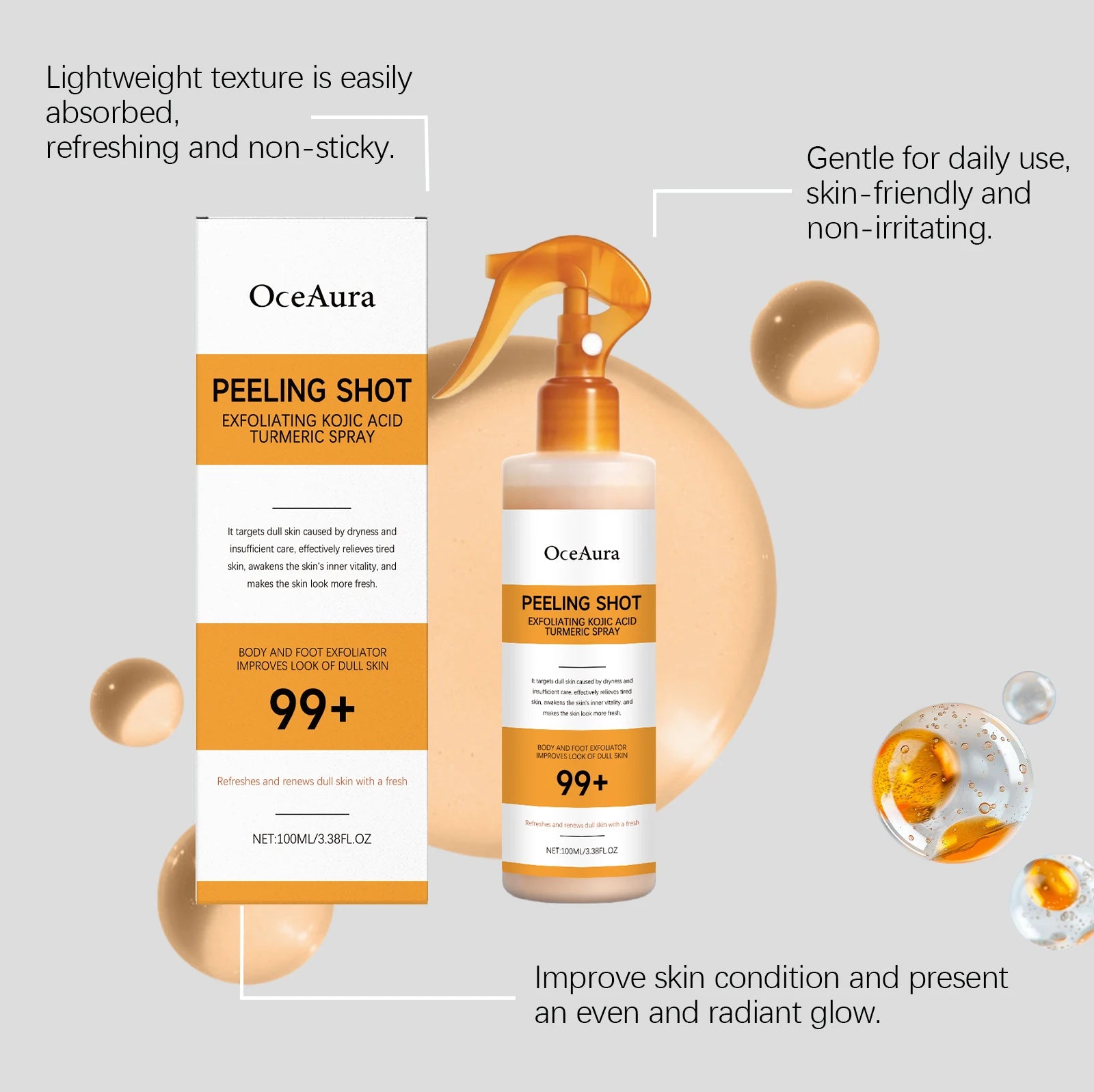 Exfoliating Body and Foot Peeling Spray for Smoother Brighter Skin - 10