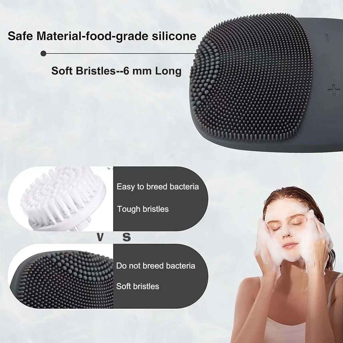 Electric Silicone Facial Cleansing Brush for Deep Pore Exfoliation