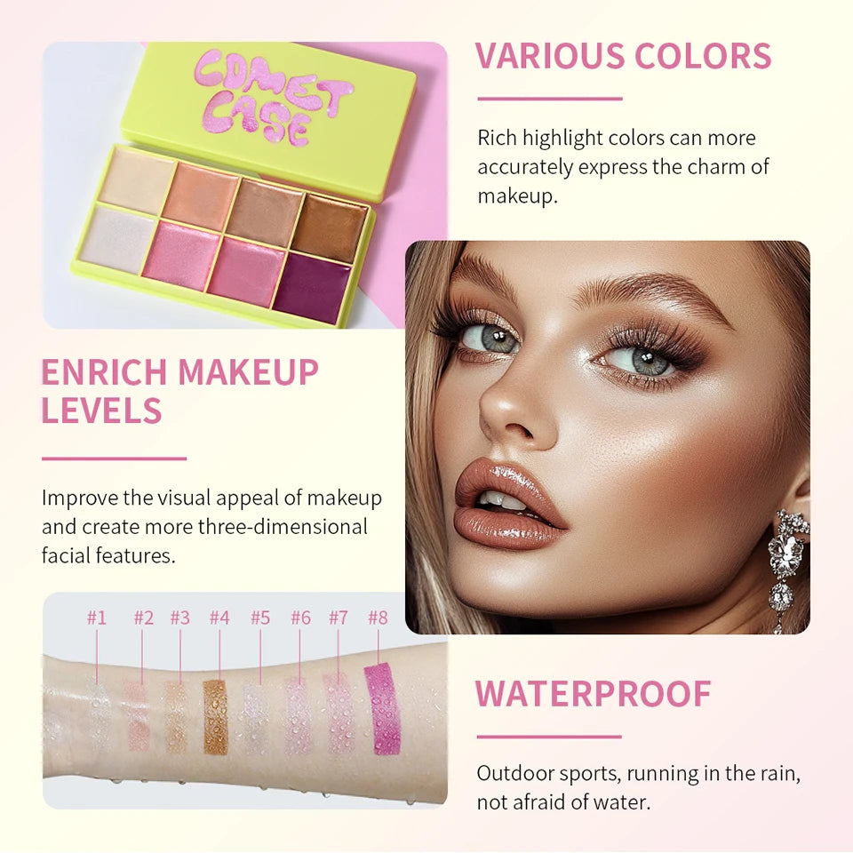 8-Color Cream Blush and Contouring Makeup Palette for Flawless Skin