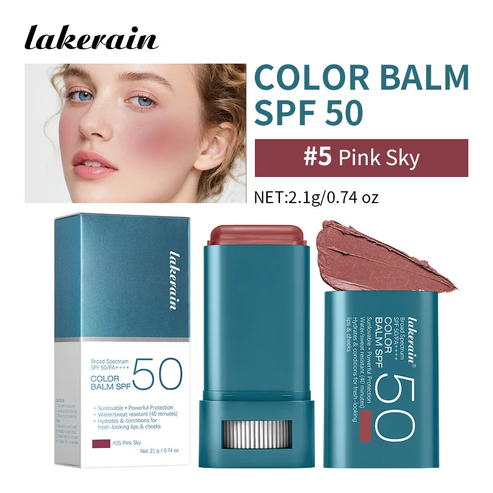 Tinted Sunscreen Blush Stick with SPF 50 for Face Lips and Cheeks - 23