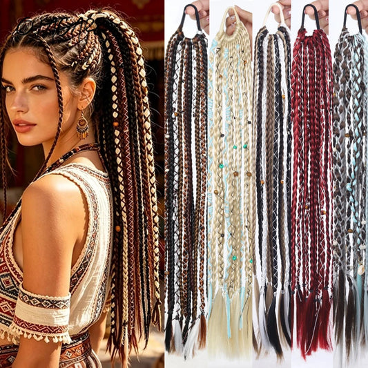 24" Boho Braided Ponytail Extension for Effortless Viking Hairstyles