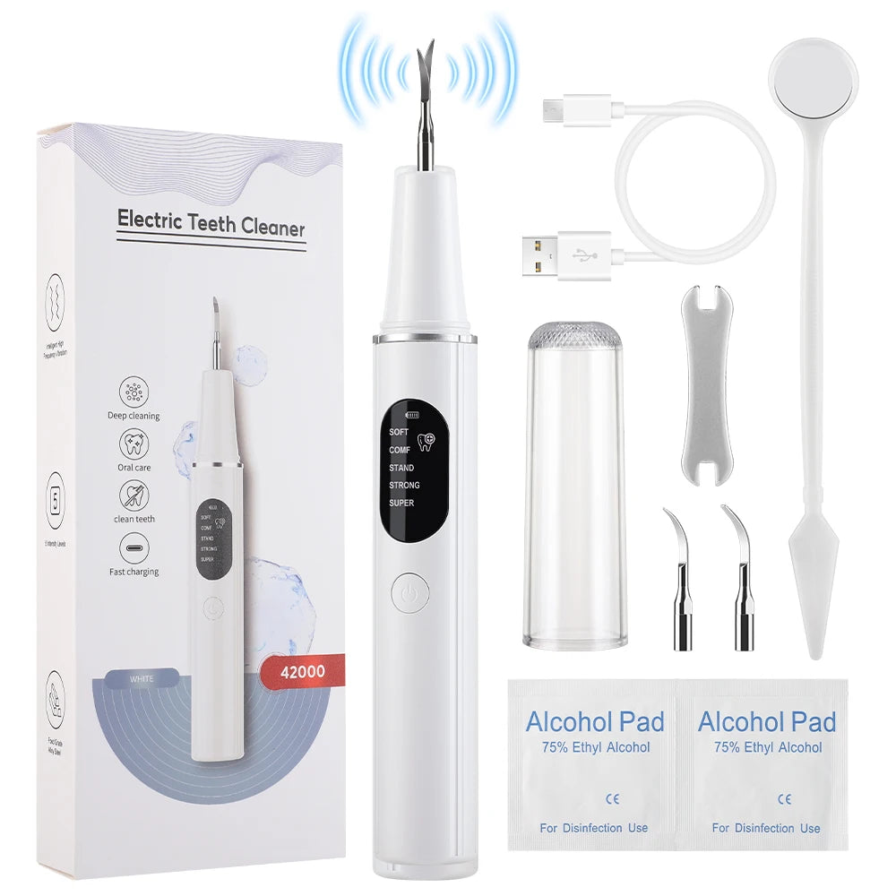 Rechargeable Ultrasonic Teeth Cleaning Kit for Plaque and Tartar Removal