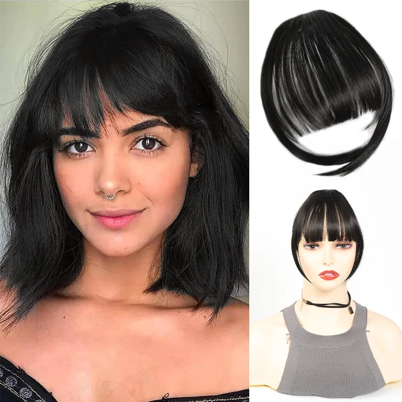 Clip-In Synthetic Hair Bangs Fringe Extension for Instant Volume and Style - 8