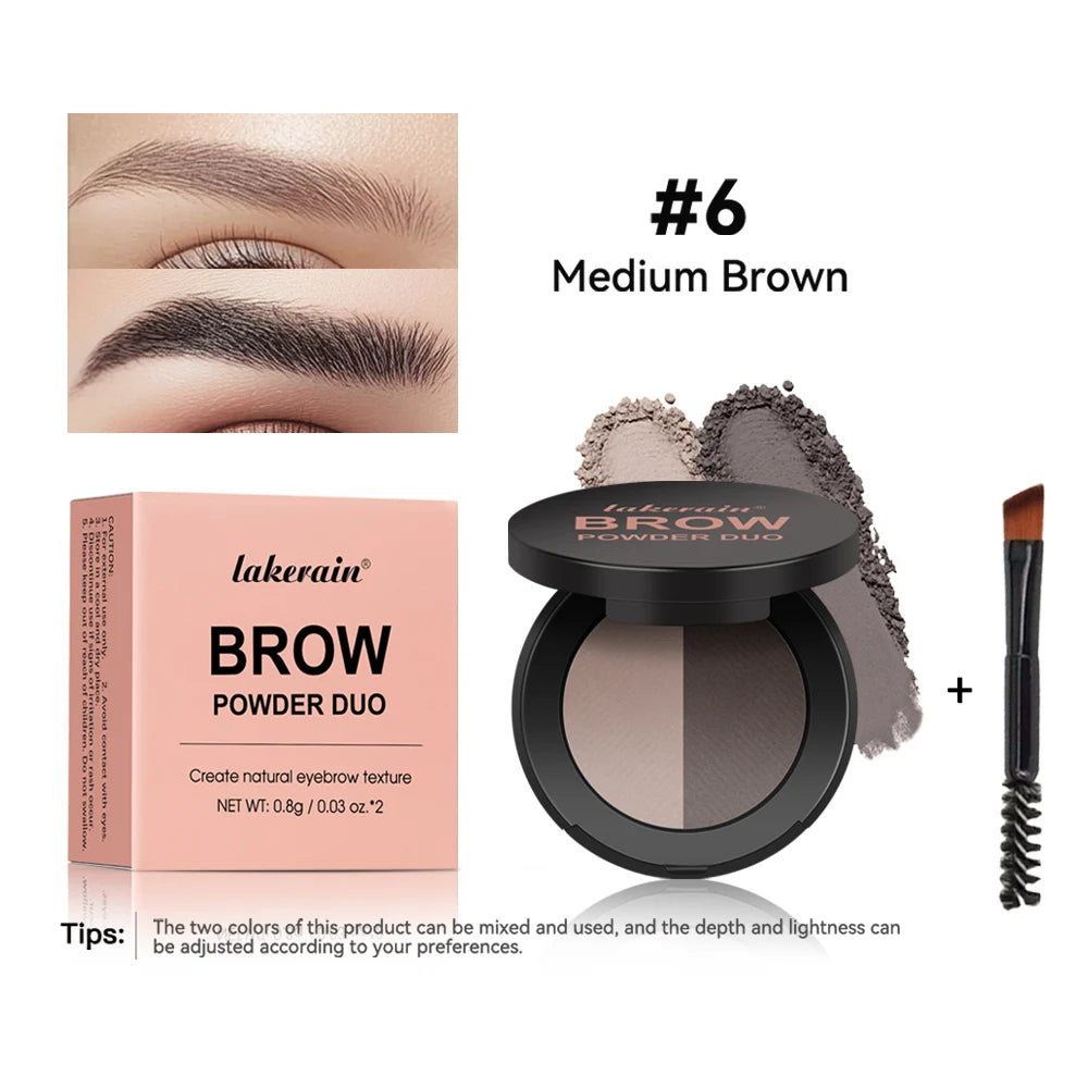 Two-Tone Waterproof Eyebrow Powder for Natural Sculpted Brows and Contouring
