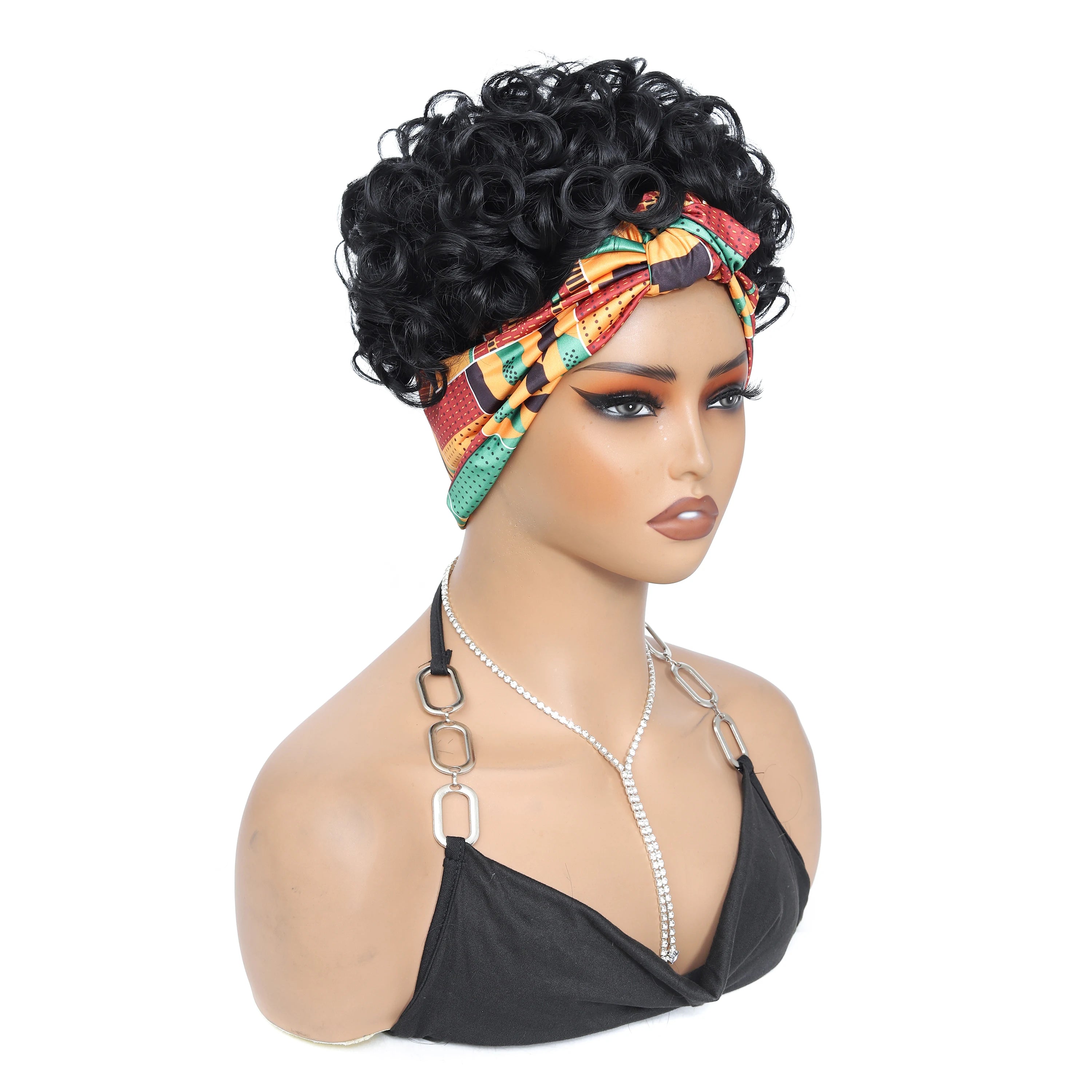 Short Curly Headband Wig for Daily Styling - 5