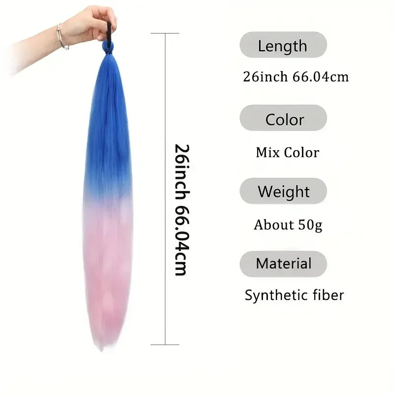 Synthetic Ombre Braided Ponytail Hair Extension for Women - 2