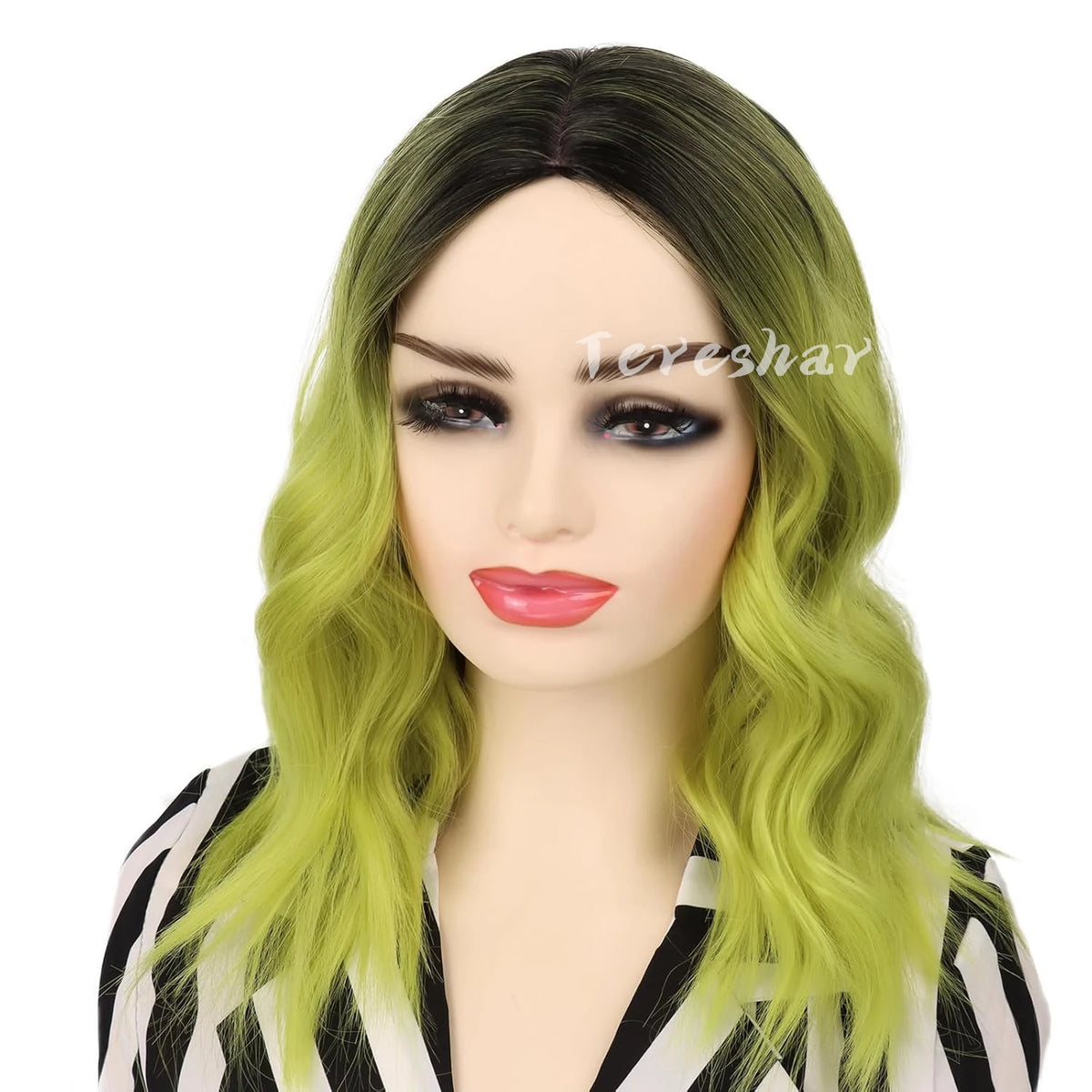 Short Wavy Green Ombre Bob Wig for Cosplay and Halloween Parties