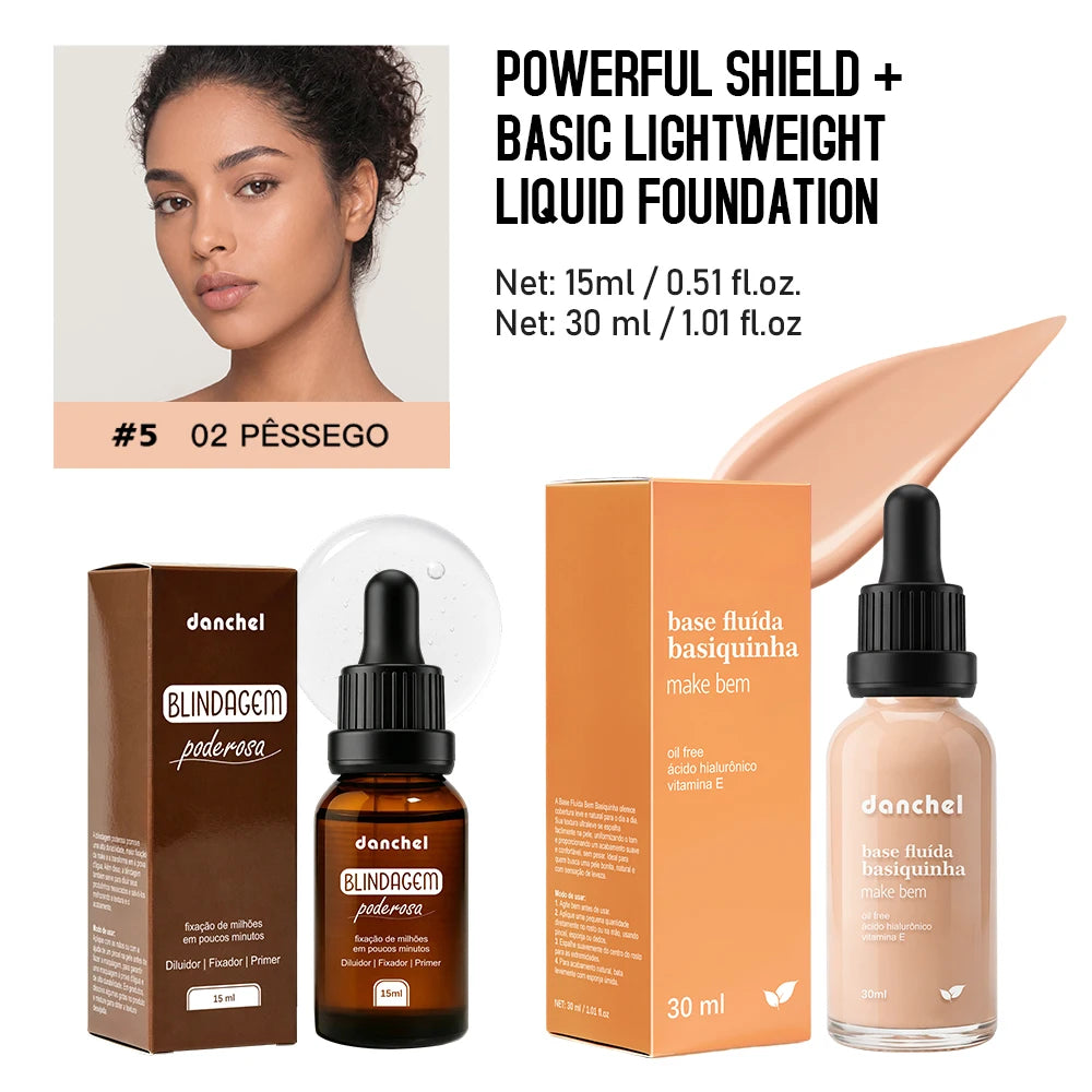 Liquid Foundation and Primer Makeup Set for Long Lasting Natural Finish - 27