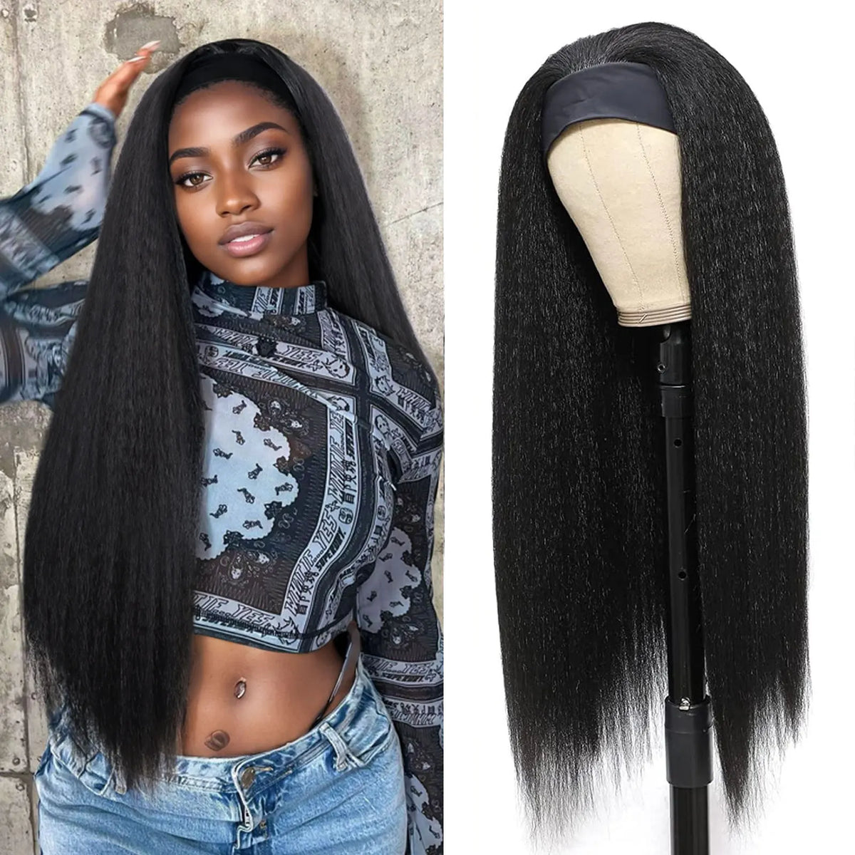 Long Yaki Straight Headband Wig for Easy Daily Styling