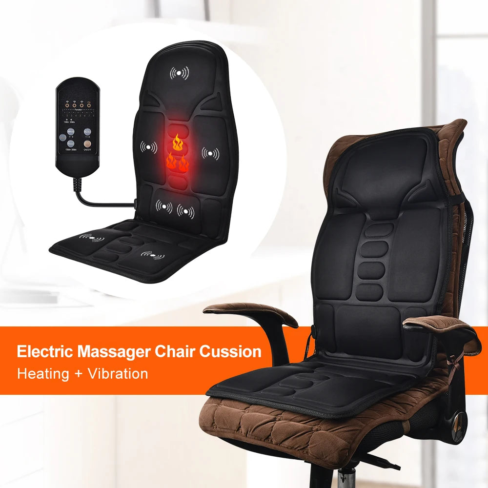 Full-Body Electric Heated Massage Chair Pad for Back and Neck Pain Relief - 14
