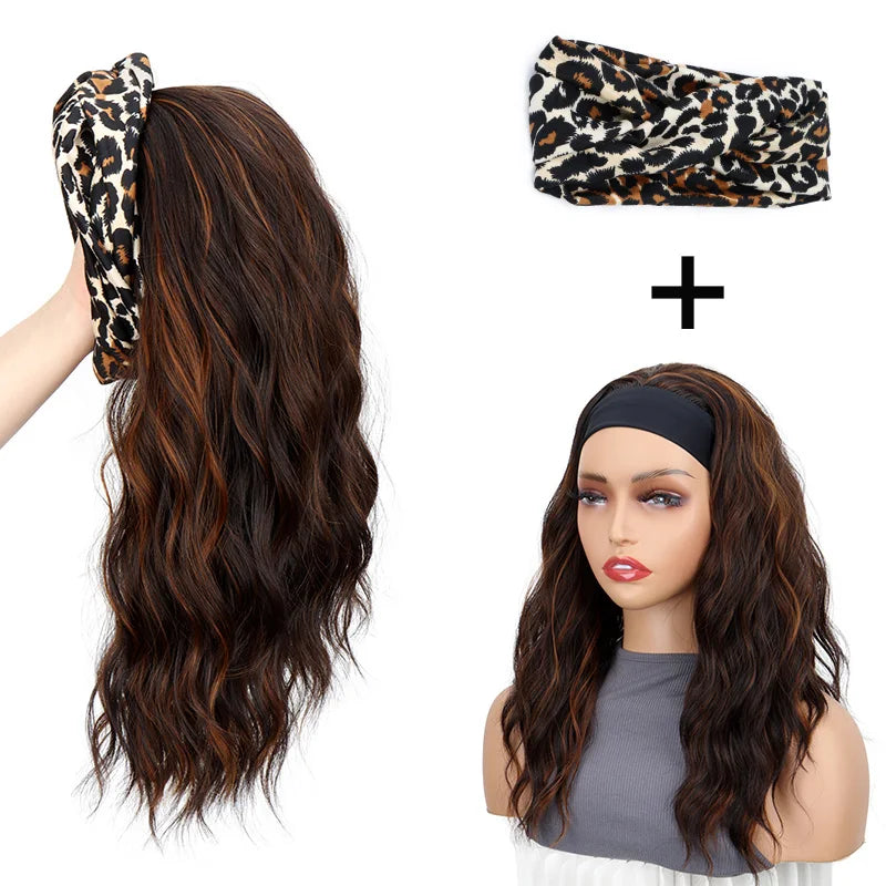 Short Curly Water Wave Synthetic Headband Wig for Daily Wear - 8