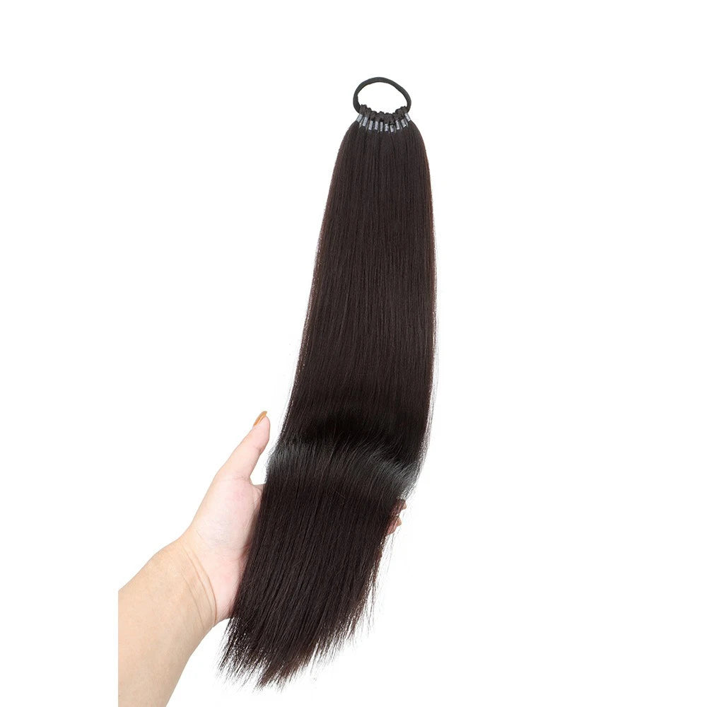 22-Inch Long Straight Synthetic Hair Ponytail Extension - 17